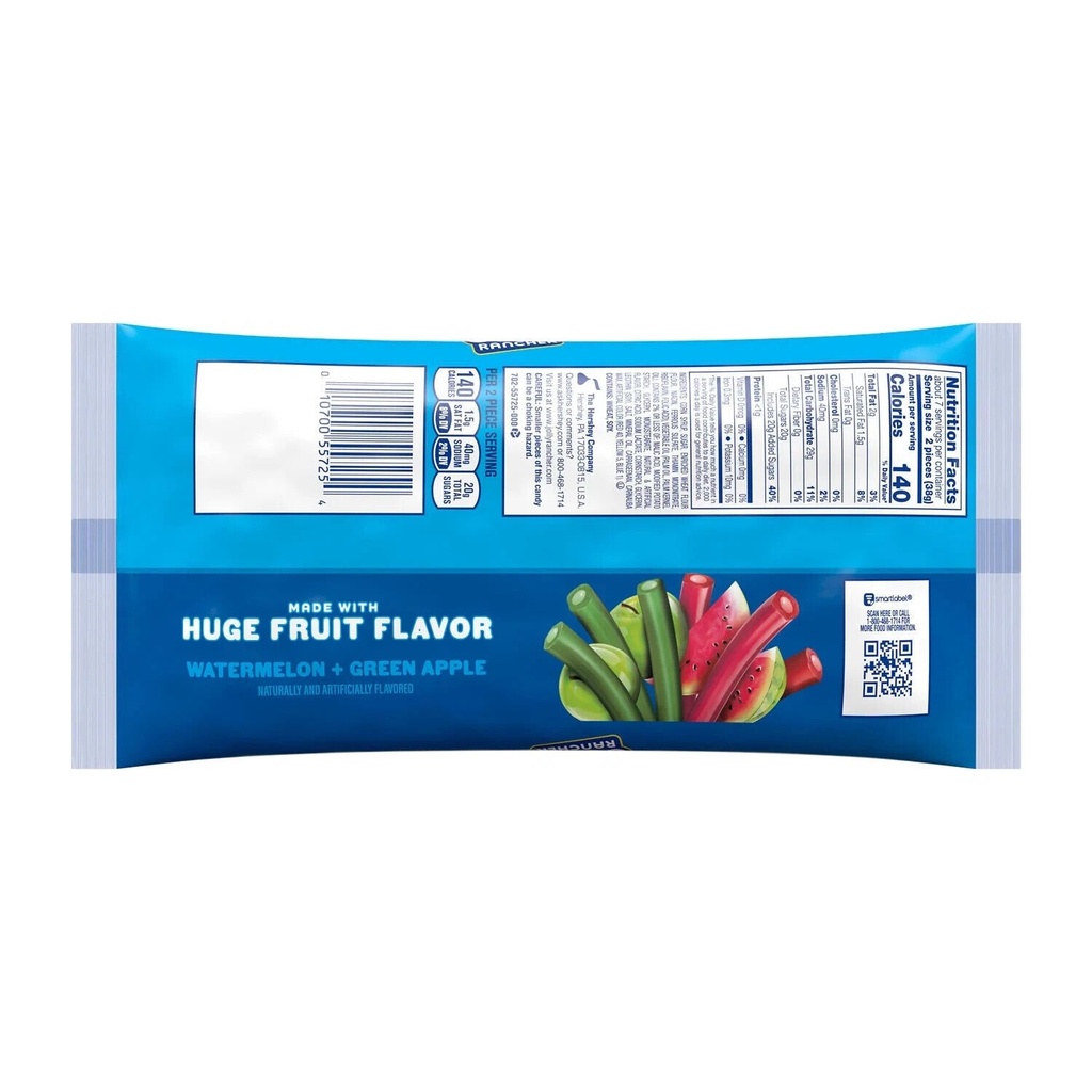 Jolly Rancher Ropes Watermelon and Green Apple Flavored Candy, Bag 10 Oz