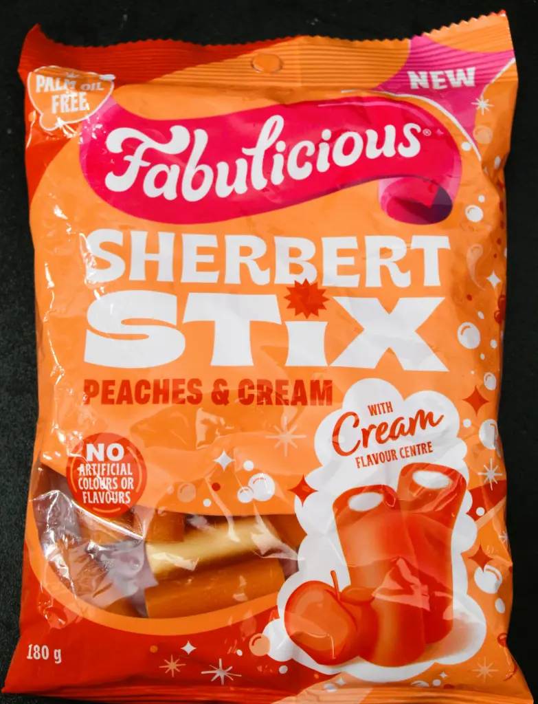 RJ's Fabulicious Sherbet Stix Peaches & Cream 180g