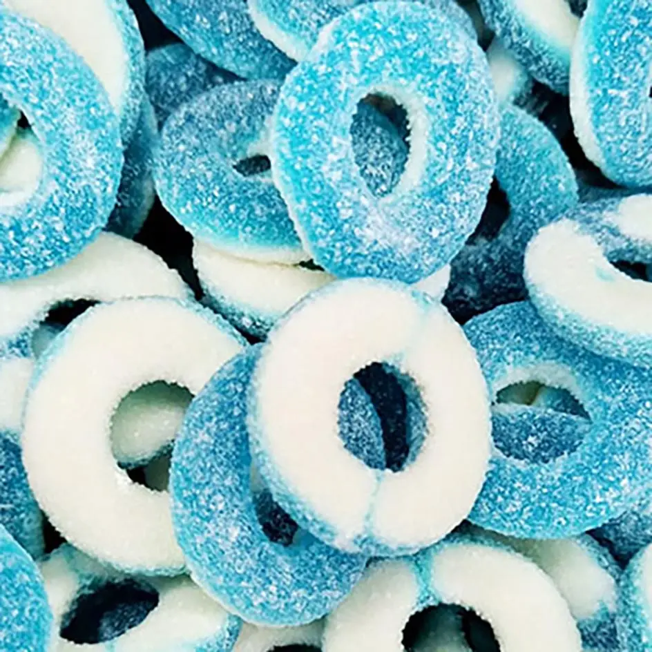 Kiwi Delights Gummy Sour Blueberry Rings - Per 100g