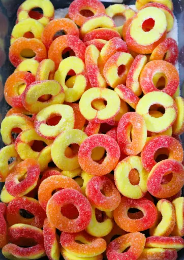 [DSPR] Dragon Sour Peach Rings - Per 100g