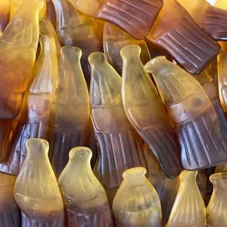 [KDGJCB] Kiwi Delights Gummy Jumbo Cola Bottles - Per 100g