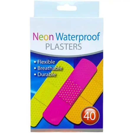 [WNPB40P] Waterproof Neon Plaster Bandages 40 Pc
